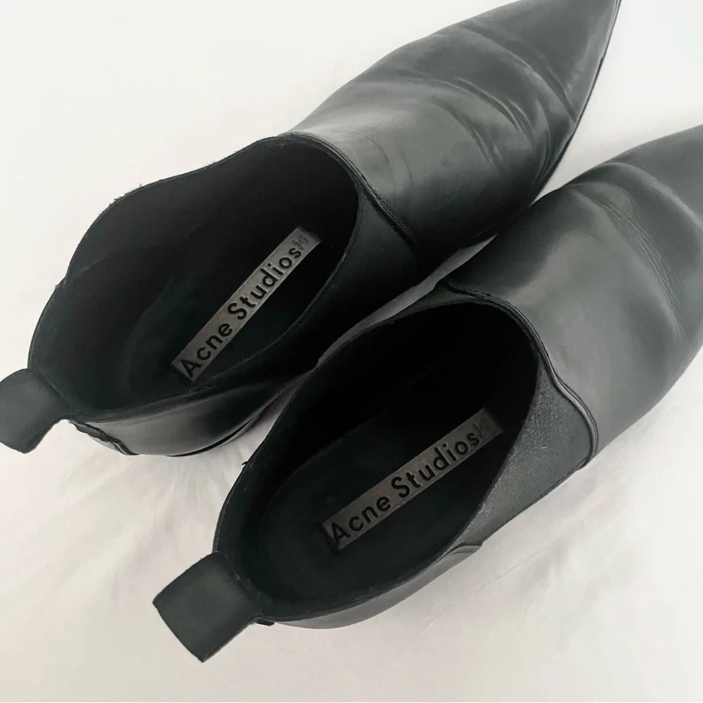 Acne Studios Size 40 Jenny Black Pointed Toe Low Ankle Chelsea Bootie/Boots - Picture 12 of 12